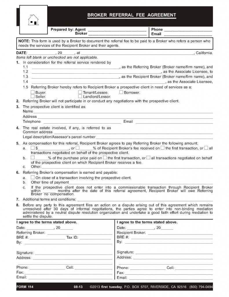 Real Estate Broker Fee Agreement Template 10  Examples of