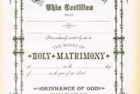 Antique Certificate Of Marriage Printable  English Wedding Project within Certificate Of Marriage Template