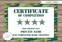 Army Party Printables Invitations  Decorations – Camo  Birthday inside Boot Camp Certificate Template