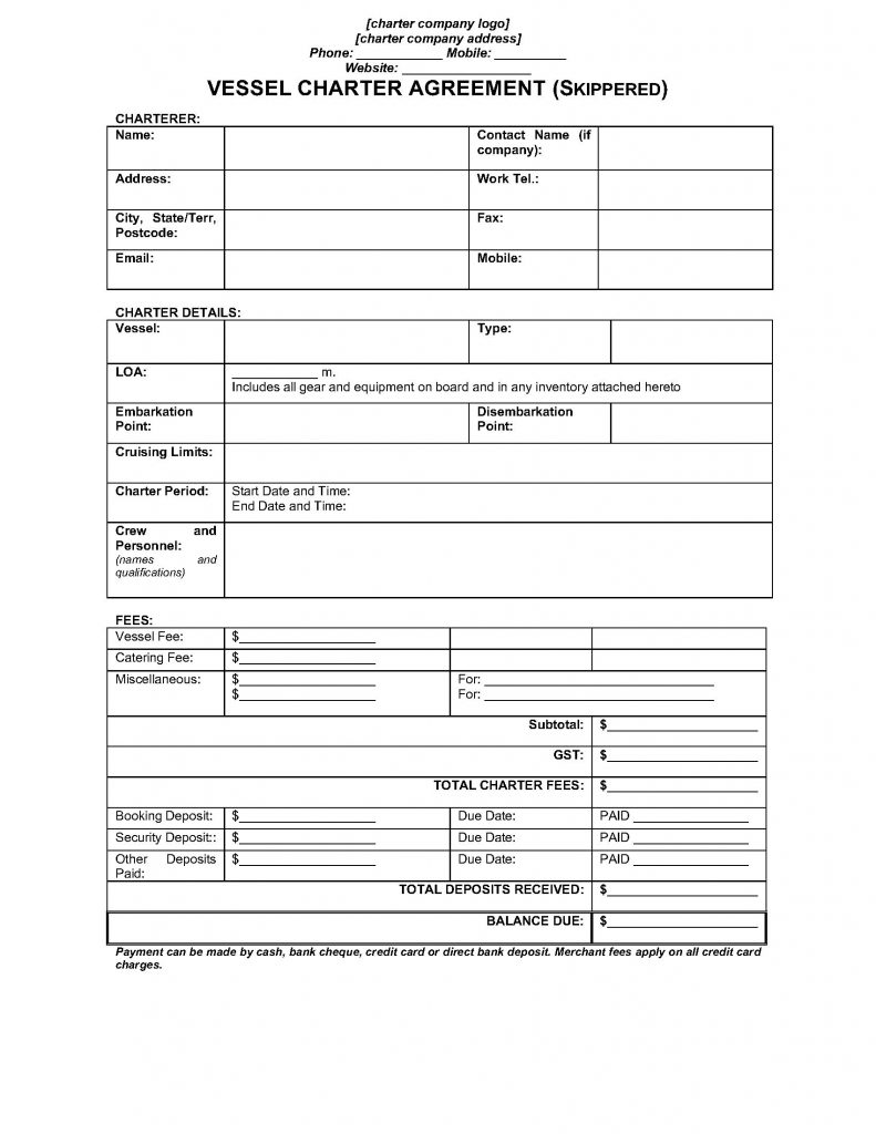 Yacht Charter Agreement Template 10+ Professional Templates Ideas