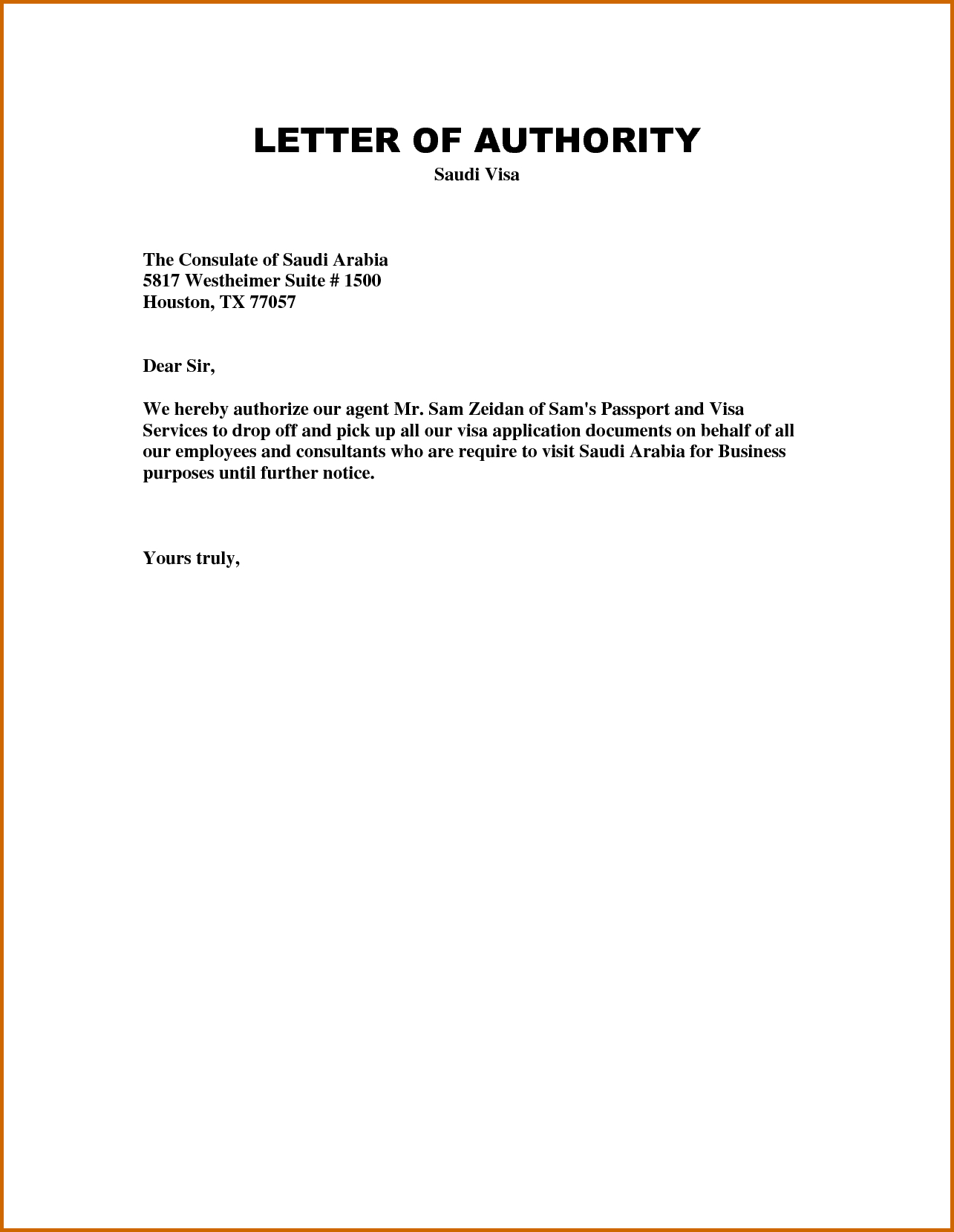 Authorization Letter Template  Garden In   Letter Templates within Certificate Of Authorization Template