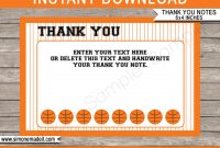 Basketball Party Thank You Cards Template for Soccer Thank You Card Template
