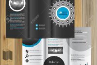 Black Technical Brochure Template Design With Cogwheel Cover with regard to Technical Brochure Template