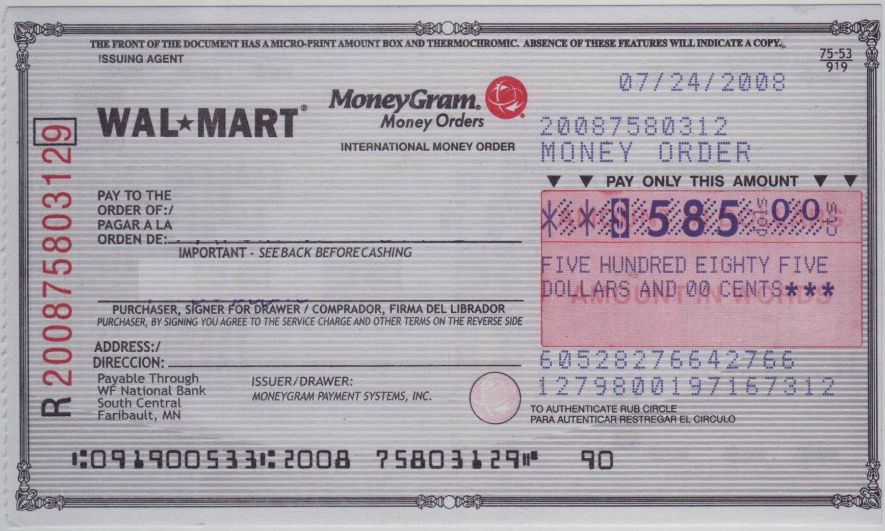 Blank Check Sample  How To Fill Out A Moneygram Money Order inside Blank Money Order Template