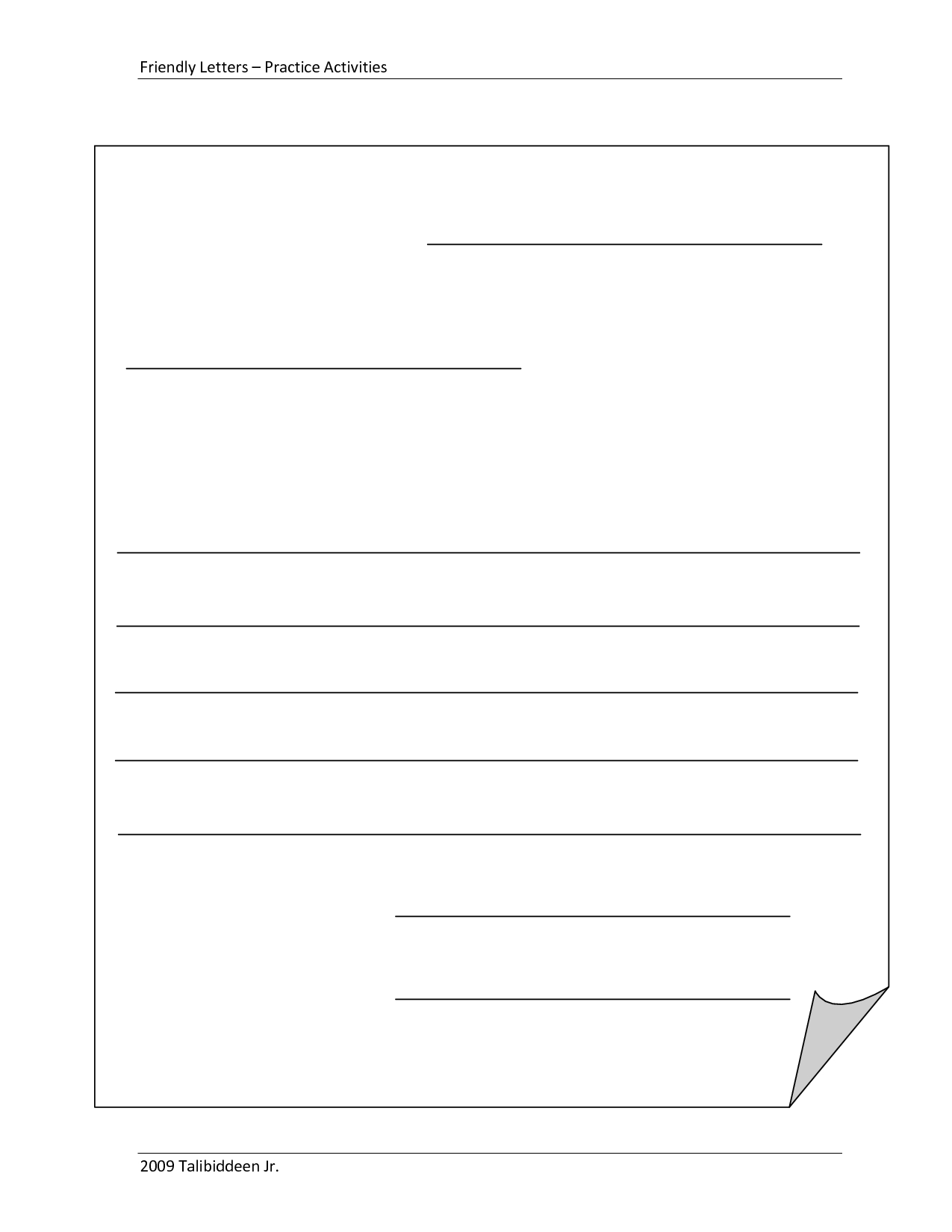 Blankletterformattemplate  Michelle  Friendly Letter Letter throughout Blank Letter Writing Template For Kids