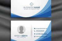 Blue Wave Simple Business Card Design Template Vector Image with Visiting Card Illustrator Templates Download