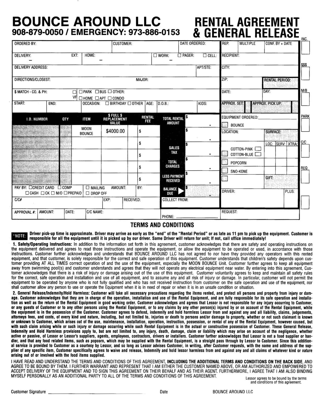 Bounce House Invoice  Moon Bounce Rental Agreement  Pdf  Places pertaining to Bounce House Rental Agreement Template