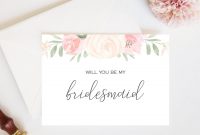 Bridesmaid Proposal Card Printable Will You Be My Bridesmaid  Etsy for Will You Be My Bridesmaid Card Template