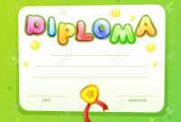 Cartoon Kids Certificate Diploma Template Children Achievement with regard to Certificate Of Achievement Template For Kids