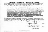 Certificate Of Acceptance And Acknowledgment Of Warranty Deed intended for Certificate Of Acceptance Template