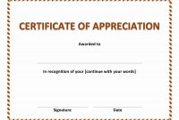 Certificate Of Appreciation in Template For Certificate Of Appreciation In Microsoft Word