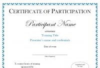 Certificate Of Attendance Template Word Doc for Certificate Of Participation Template Doc