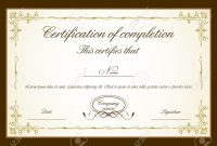 Certificate Of Completion Template Word Free pertaining to Certificate Of Completion Template Word