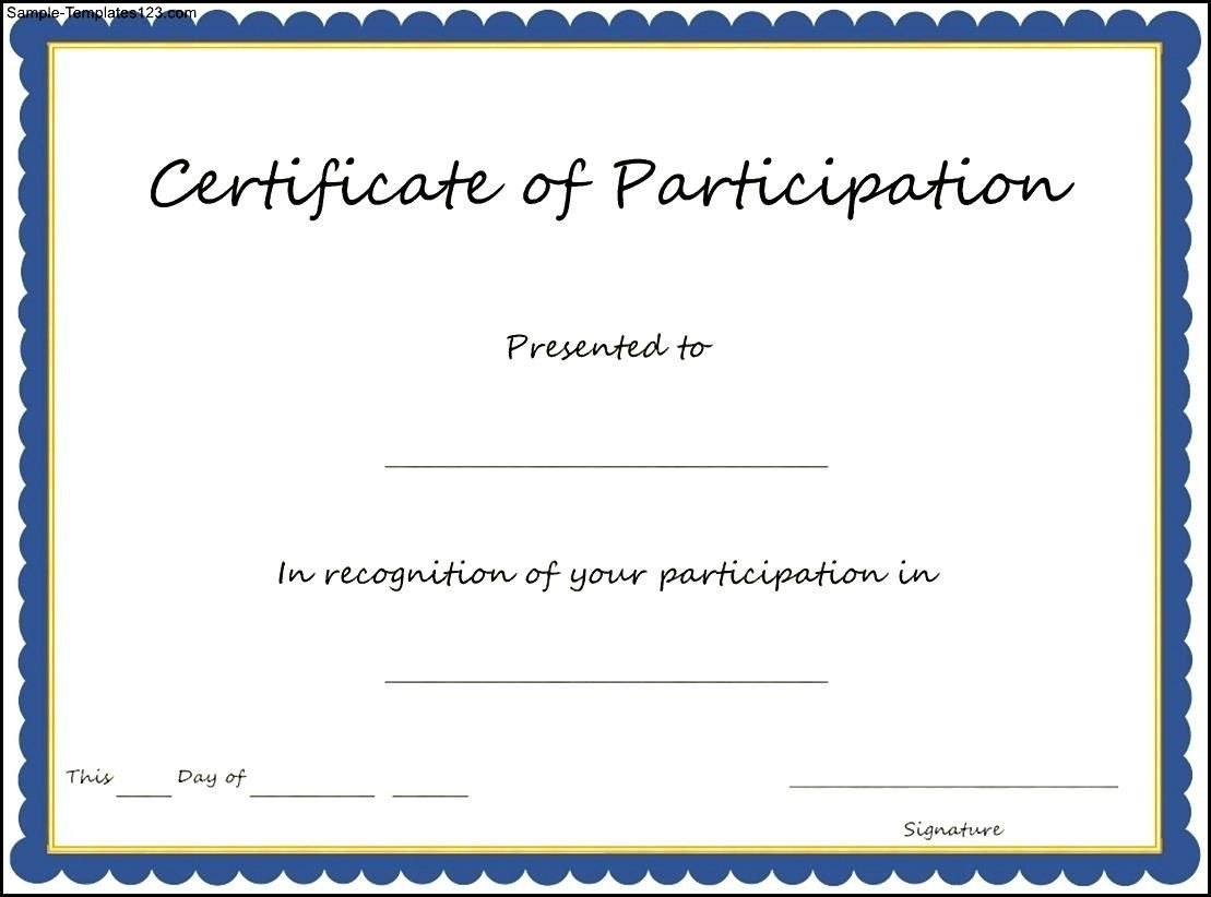 Certificate Of Participation Format Pdf Great Certificate with Certificate Of Participation Template Doc