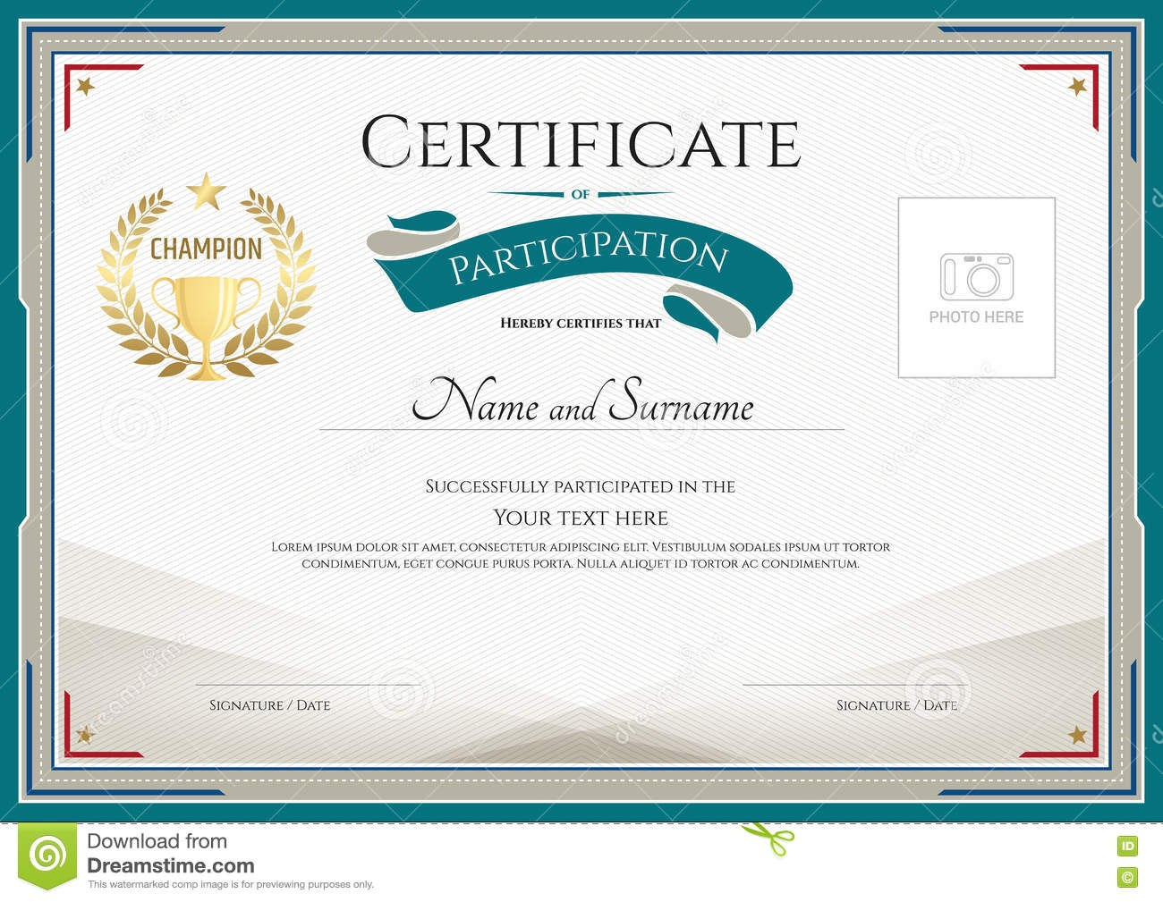 Certificate Of Participation Template With Green Broder Gold Tr with Participation Certificate Templates Free Download