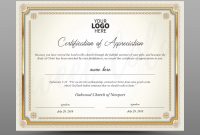 Certificate Template Instant Download Certificate Of Appreciation   Editable Ms Word Doc And Photoshop File Included in Walking Certificate Templates