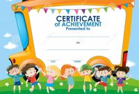 Certificate Template With Children And School Bus Stock Illustration pertaining to Certificate Templates For School