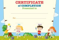 Certificate Template With Happy Children Vector Image for Free Kids Certificate Templates