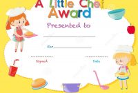 Certificate Template With Kids Cooking Stock Illustration throughout Children&#039;s Certificate Template