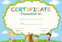 Certificate Template With Kids Planting Trees Illustration Royalty in Free Kids Certificate Templates