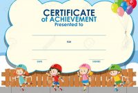 Certificate Template With Kids Skating Illustration Royalty Free in Free Kids Certificate Templates