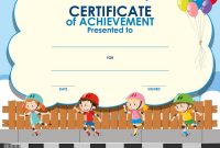 Certificate Template With Kids Skating Royalty Free Vector intended for Children&#039;s Certificate Template