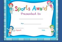 Certificate Template With Kids Swimming Royalty Free Vector within Swimming Award Certificate Template