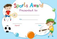 Certificate Template With Two Boys Playing Sports Vector Image in Athletic Certificate Template