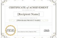 Certificateofachievementword in Word Certificate Of Achievement Template
