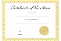 Certificates Of Excellence  Toha regarding Free Certificate Of Excellence Template
