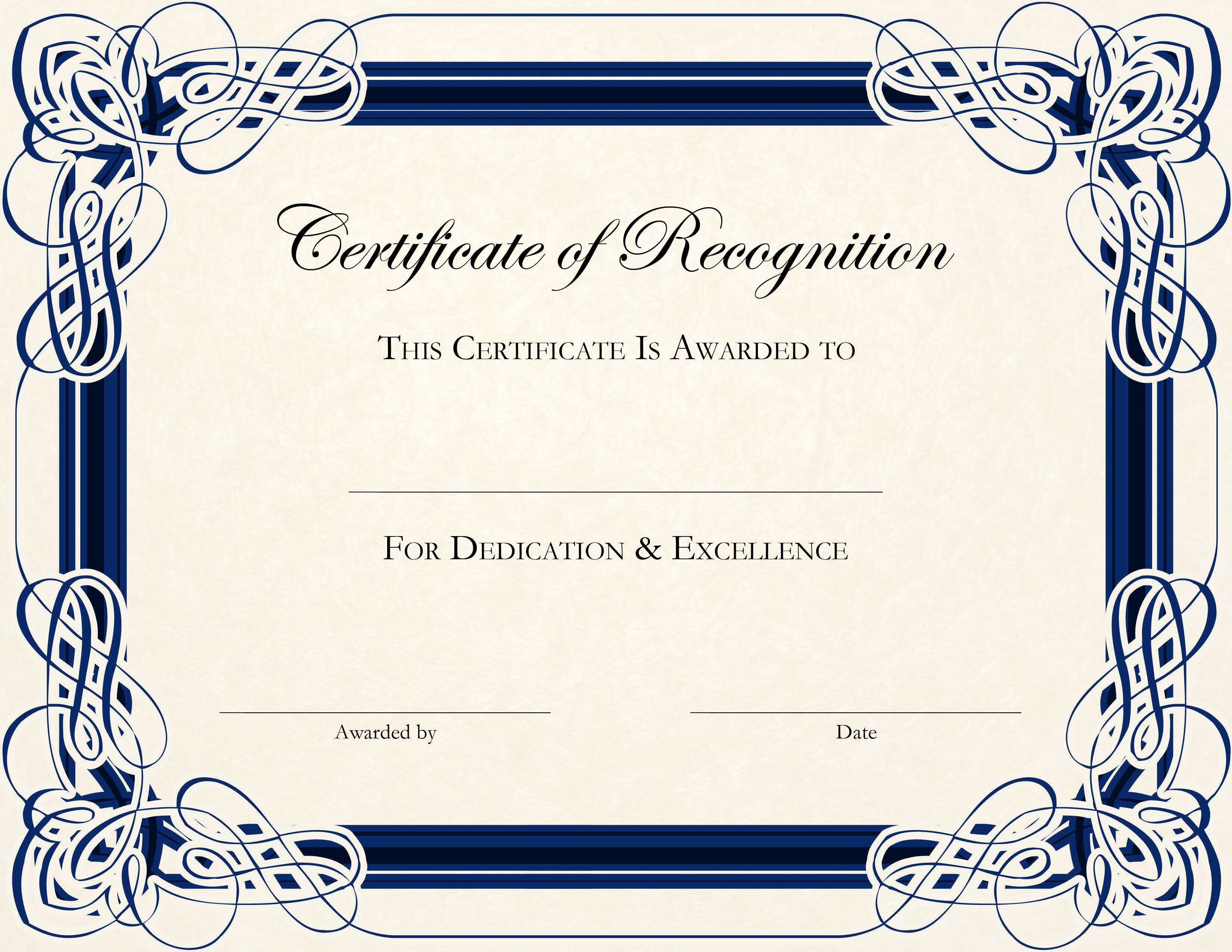 Certificatetemplatedesignsrecognitiondocs  Blankets in Certificate Of Recognition Word Template