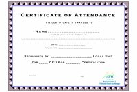 Ceu Certificate Of Completion Template Attendance Templates Brochure intended for Ceu Certificate Template