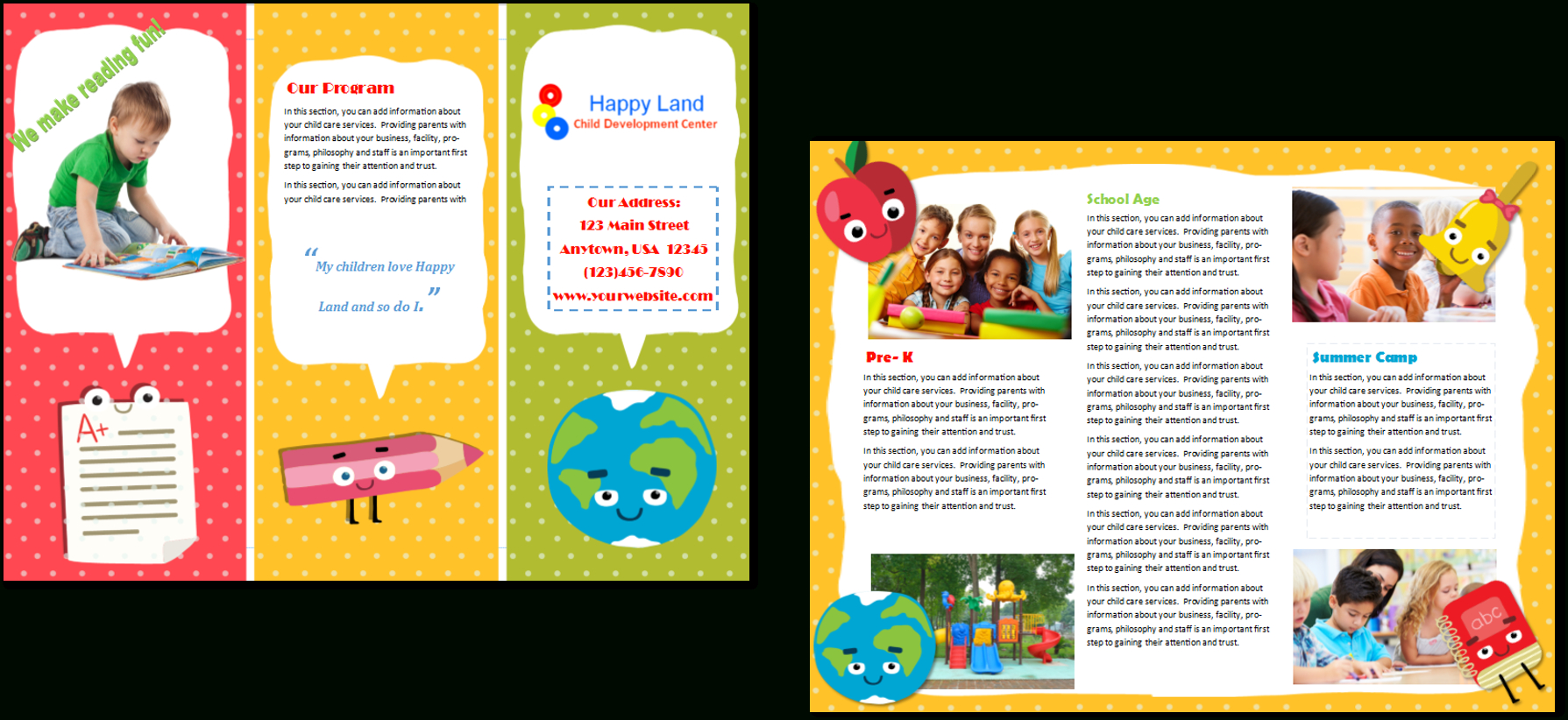 Child Care Brochure Template   Child Care Owner within Daycare Brochure Template