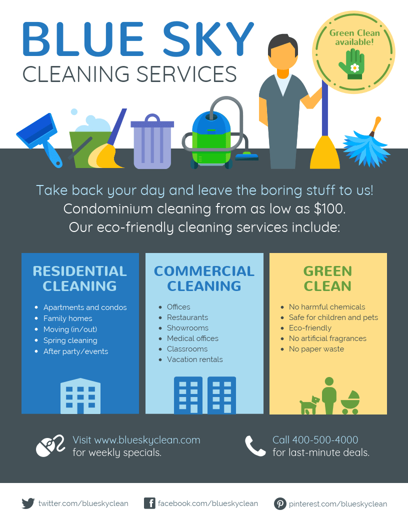 Cleaning Service Flyer  Present Your Cleaning Services The Best within Flyers For Cleaning Business Templates