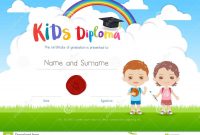 Colorful Kids Summer Camp Diploma Certificate Template In Cartoo pertaining to Summer Camp Certificate Template