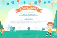 Colorful Kids Summer Camp Diploma Certificate Template In Cartoon in Summer Camp Certificate Template