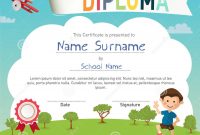Colorful Kids Summer Camp Diploma Certificate Template Stock Vector within Summer Camp Certificate Template