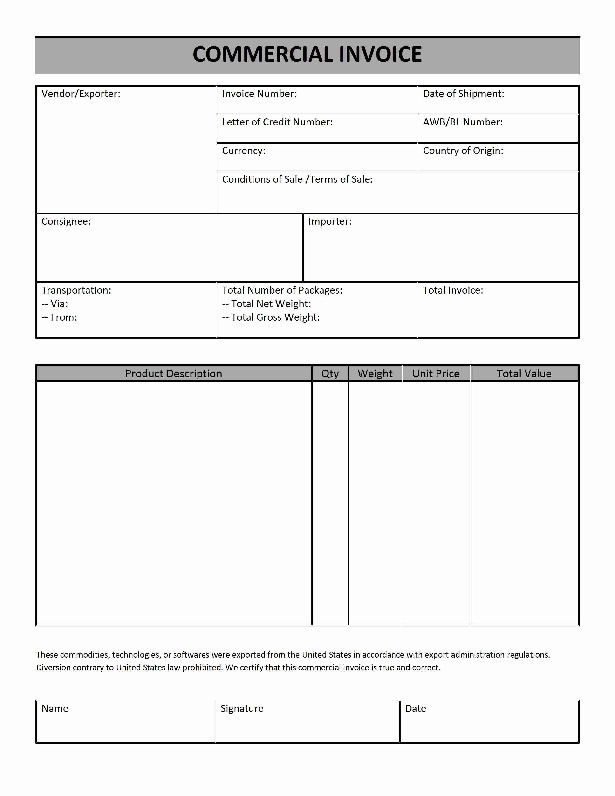 Commercial Invoice Word Templates Free Word Templates Ms Commercial within Commercial Invoice Template Word Doc