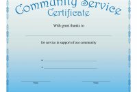 Community Service Certificate Template with This Certificate Entitles The Bearer Template