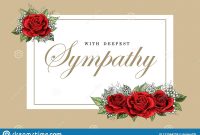 Condolences Sympathy Card Floral Red Roses Bouquet And Lettering in Sympathy Card Template