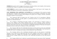 Confidentiality Agreement For Film Project  Legal Forms And with regard to Film Non Disclosure Agreement Template