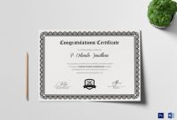 Congratulations Certificate Design Template In Psd Word with Congratulations Certificate Word Template