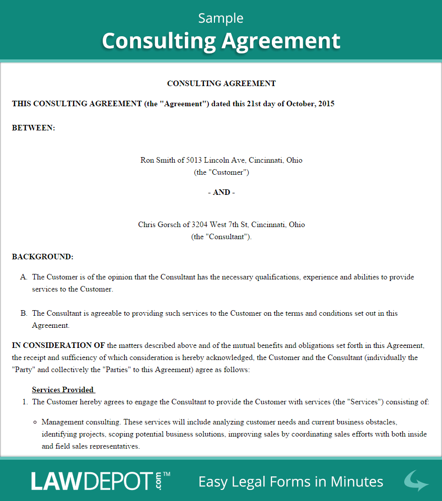 Consulting Agreement Template Us  Lawdepot with regard to Short Consulting Agreement Template