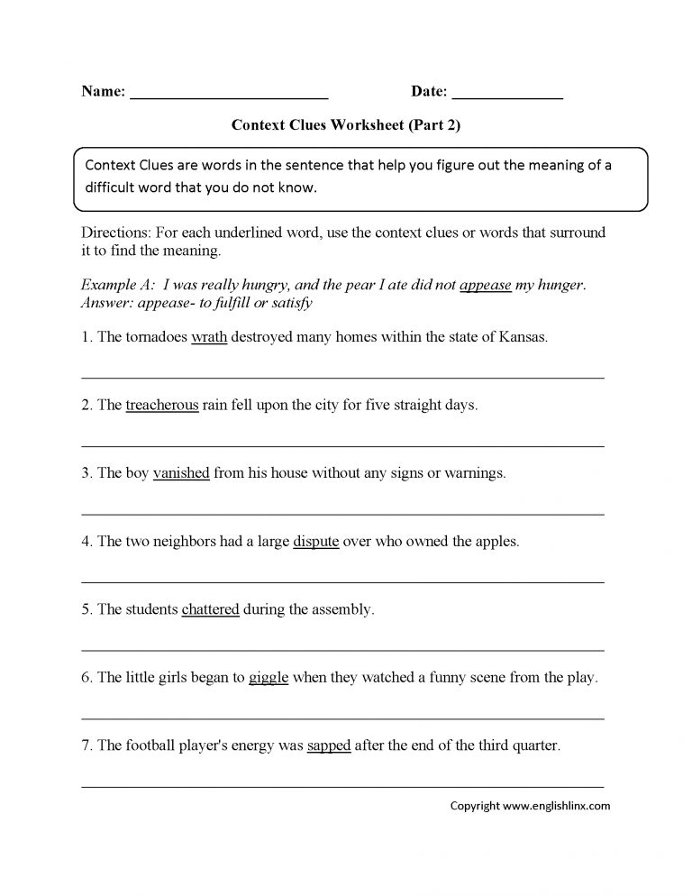 Context Clues Worksheet Part Intermediate Context Clues Worksheets Hot Sex Picture 3133