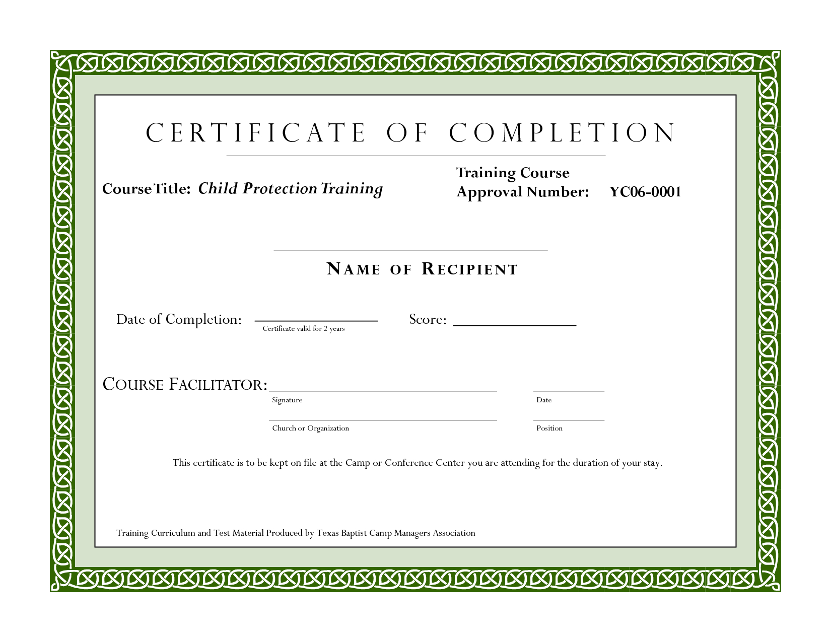 Course Completion Certificate Template  Certificate Of Training in Template For Training Certificate