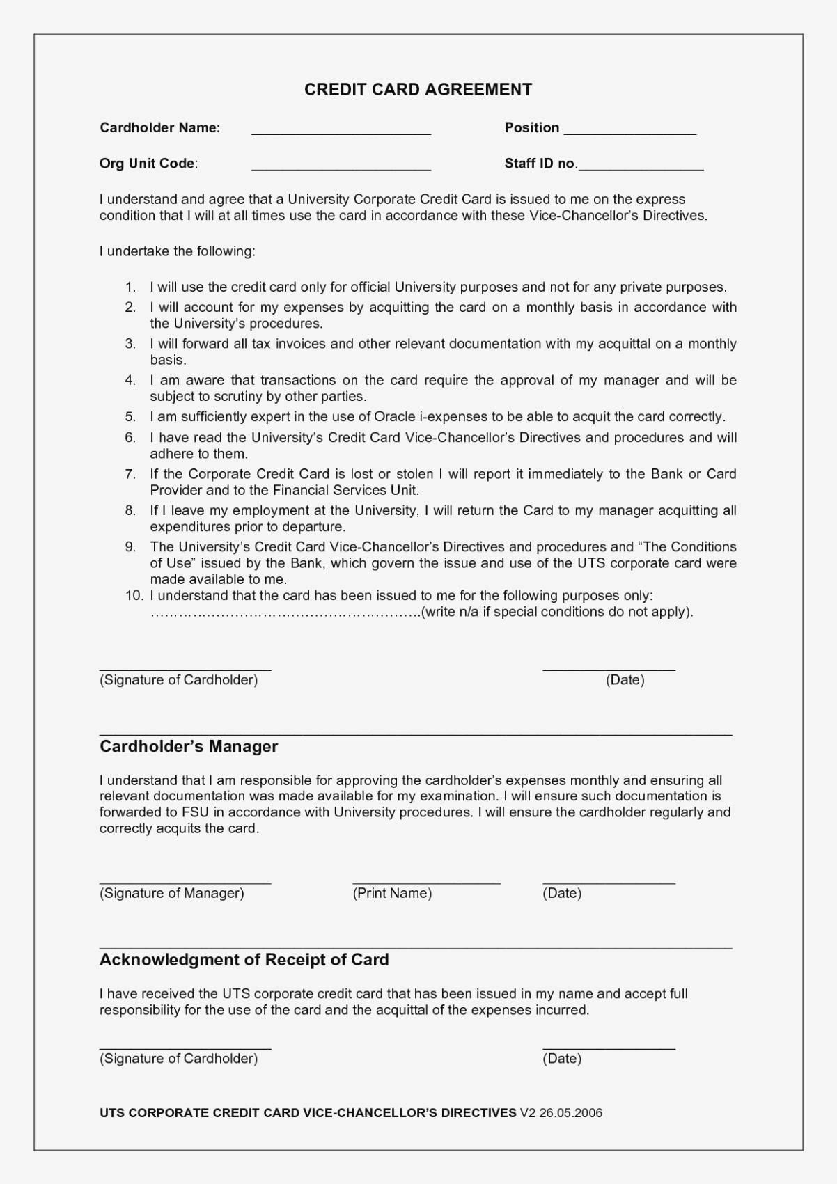 Credit Card Agreement Form Good  Best Of Credit Card Payment with regard to Corporate Credit Card Agreement Template