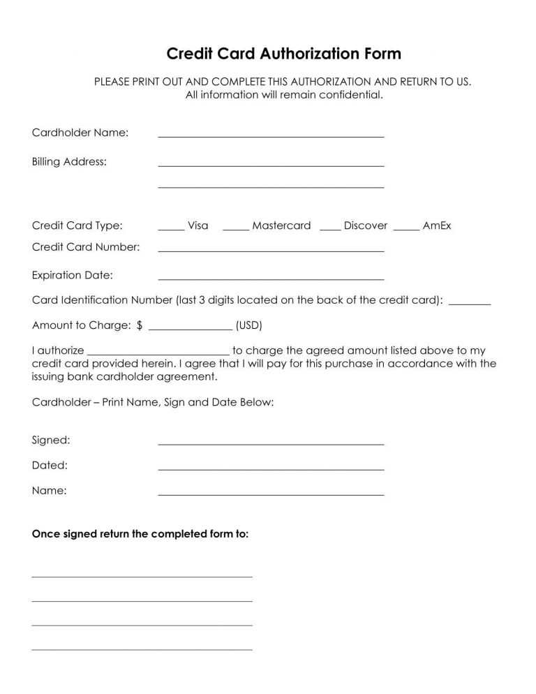 Credit Card Authorization Form Template Download Pdf Word With Credit Card Authorization Form 2471