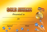 Customised Gold Award Certificate  A  Pupil Rewards within Star Award Certificate Template