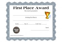 Customizable Printable Certificates  First Place Award Printable pertaining to First Place Award Certificate Template