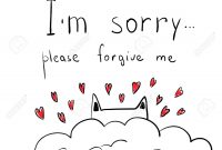 Cute Hand Drawn Cat With Hearts Apologize Card I' M Sorry with Sorry Card Template